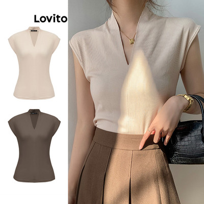 Lovito Phong cách thường ngày Áo thun cơ bản trơn thông thường dành cho nữ L83EN251 (Nhiều màu)