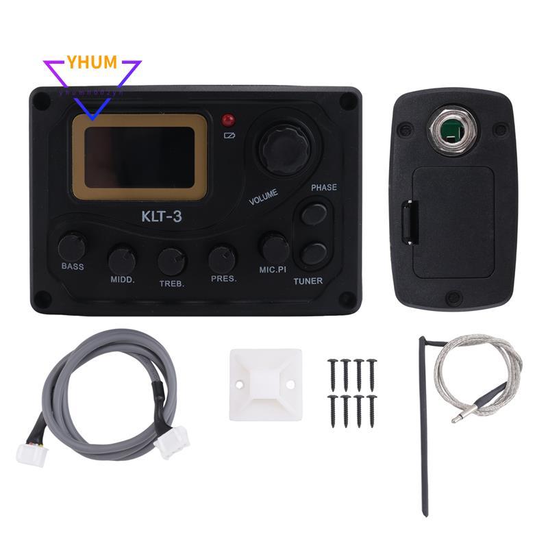 4 Band EQ Equalizer -3 Acoustic Guitar EQ Preamp với Digital Tuner Guitar Pickup