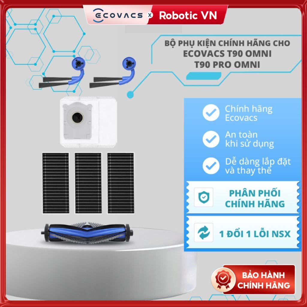 Bộ phụ kiện (3 tấm lọc, 2 chổi cạnh, 1 chổi chính) cho T90 OMNI/T90 PRO OMNI/T90 Pro OMNI DDB062458 
