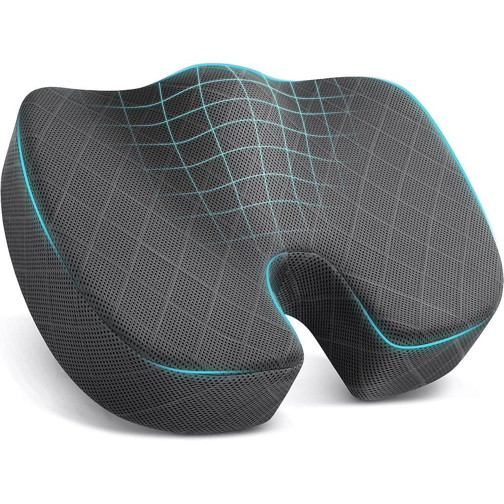 Seat Cushion - Memory Foam Sitting Pillow for Office Chair, Car Seat, Airplane, Bleacher - Sciatica 