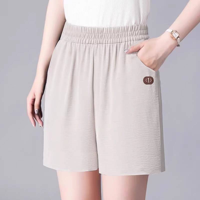 Popular Shorts Summer Thin Viscose Linen Solid Color Mom Pants Children Middle-Aged People Can Wear 