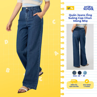[DG 299] Quần Jeans nữ YODY Cạp chun co giãn, ống rộng thoải mái TRA - WCJE25S052