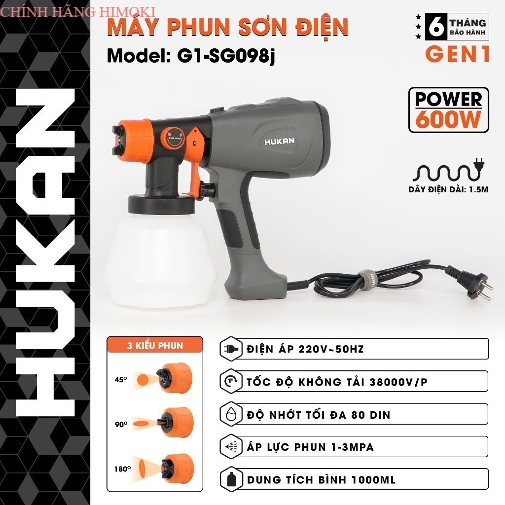 MÁY PHUN SƠN 600W HUKAN G1-SG098J CHÍNH HÃNG HUKAN CHÍNH HÃNG HIMOKI