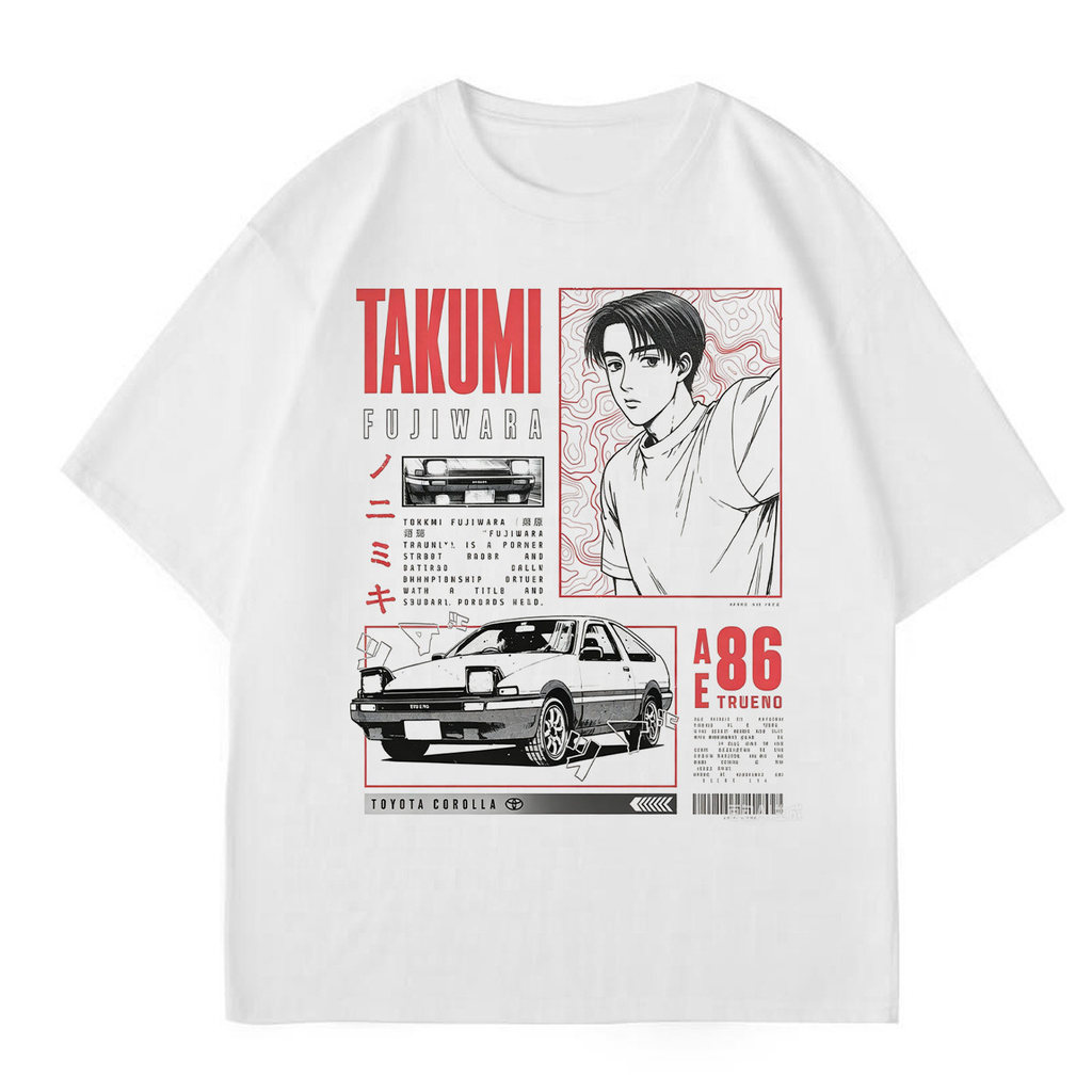 Phong Cách Đường Phố Nhân Vật AE86 Họa Tiết Manga In Hình Cotton Rời Ban Đầu D Anime Trung Lập