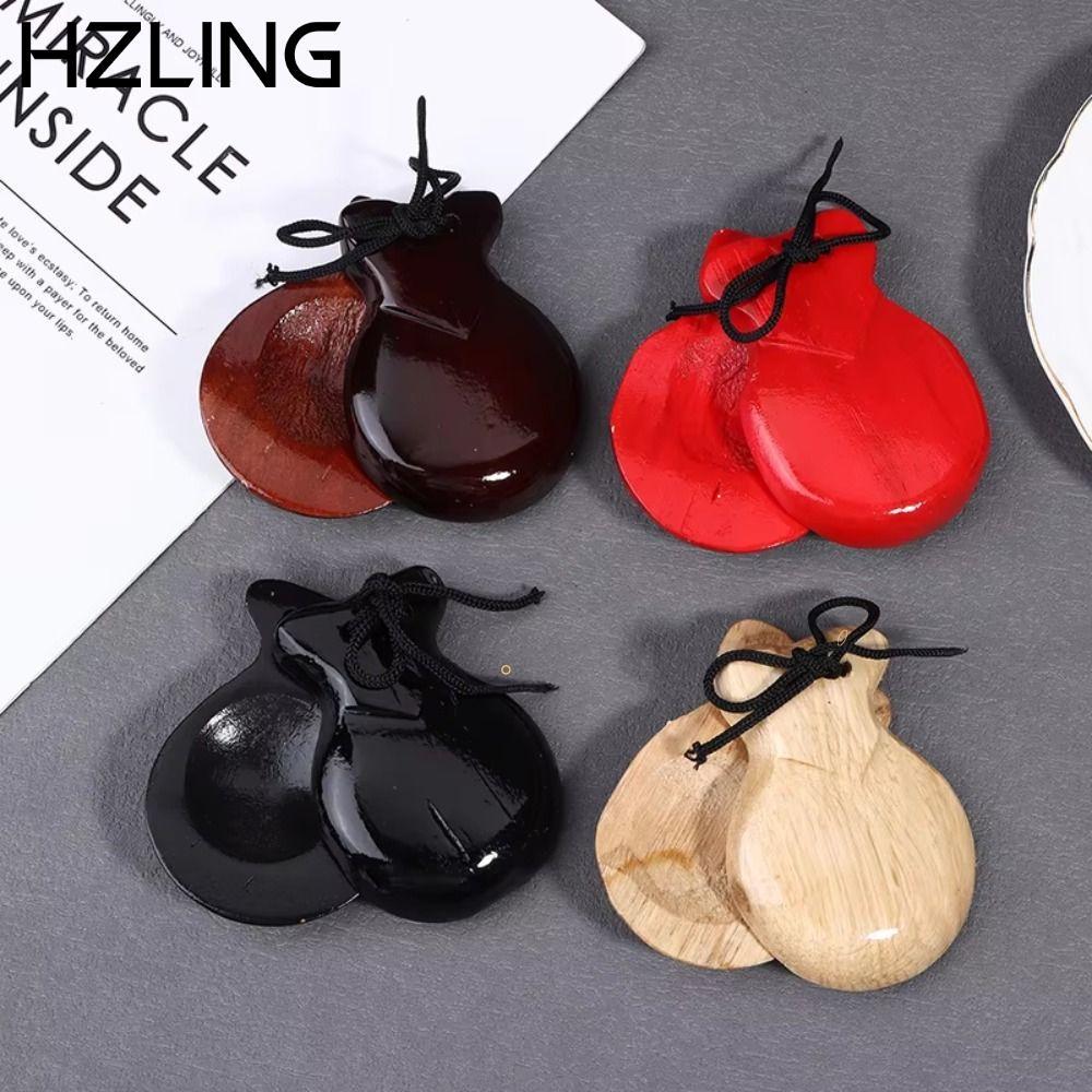HZLING Gỗ Castanets, Orff Bộ gõ Gỗ Cứng Clapper, Thiết kế truyền thống di động với Dây Flamenco Phon