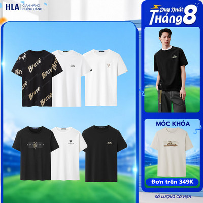 [VOUCHER 200K] Combo 2 Áo Thun Nam HLA Họa Tiết - Chất Liệu Cotton Cao Cấp, Thấm Hút Mồ Hôi