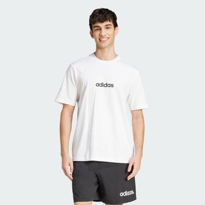 adidas Phong cách sống Áo Thun Single Jersey Linear Essentials Nam trắng JE9000