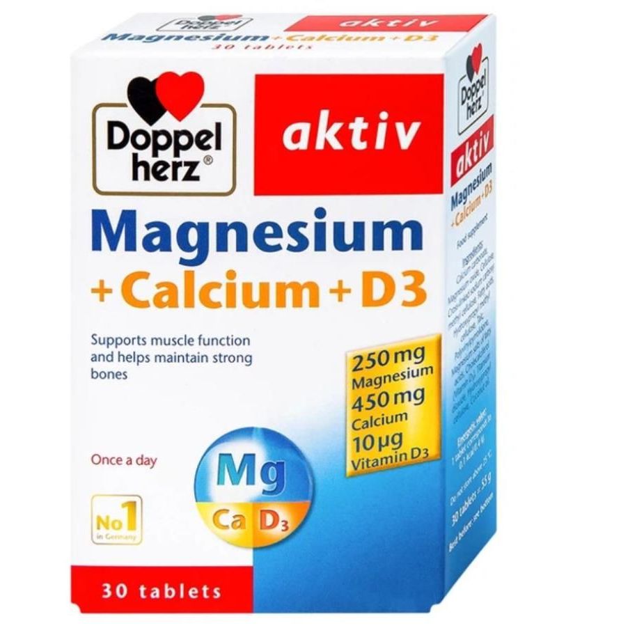 Doppelherz Aktiv Magnesium + Calcium + D3 Viên uống bổ sung Canxi