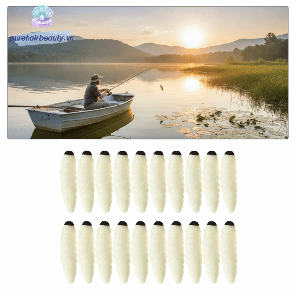 PUREHAIRBEAUTY 100 CÁI Mồi câu cá, Giun câu cá PVC 1,38 Inch, Giun câu cá mềm như thật cho cá hồi