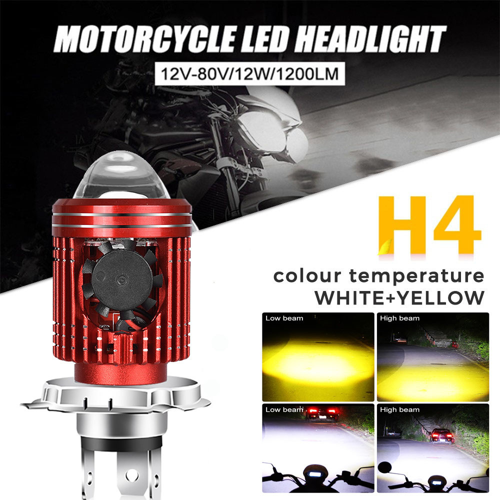 1 Pcs Motorcycle Headlight Bulb 2023 H4 HS1nH6 BA20D White / Yellow Light With Cooling Fan