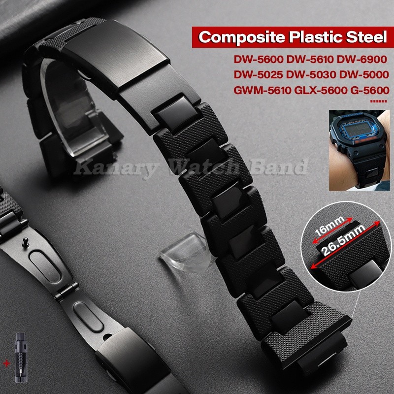 Dây đeo đồng hồ bằng thép nhựa PVC tổng hợp cho Casio G-Shock DW6900 / DW9600 / GW-M5610 / DW5600 16
