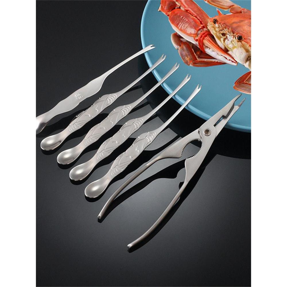 Thép không gỉ 304 Cua Kim Ăn Cua Dụng Cụ Tiện Dụng Tháo Rời Lông Cua Dụng Cụ Chọn Kim Cua Thìa Cua C