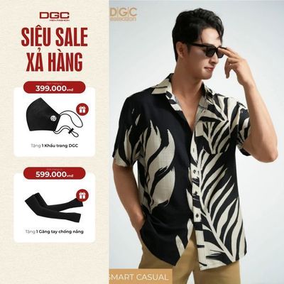 Áo sơ mi ngắn tay DGC Dáng suông Regular thoải mái thoáng mát - SASNBE44M