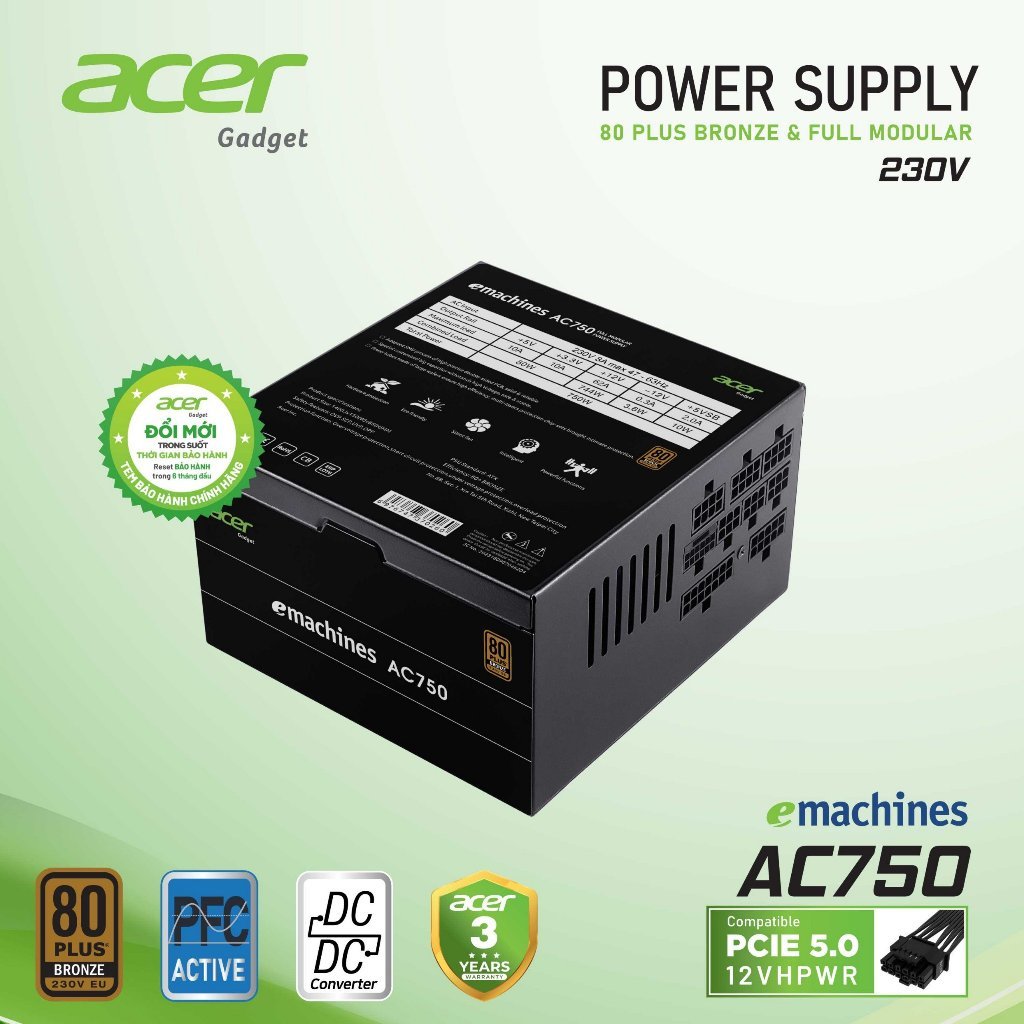 Nguồn máy tính Acer C550 550W 80 Plus Bronze Cao cấp - Hàng chính hãng