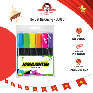 Bộ 6 bút dạ quang uncle bills bút highlight nhiều màu dùng đa dạng nhu cầu - se0051