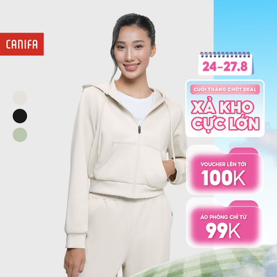 Áo khoác active nữ dài tay có mũ hoodie dáng ngắn CANIFA 6OT25W020