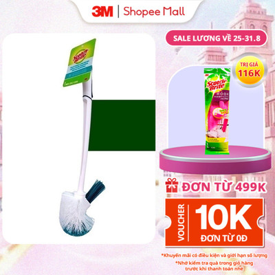 Cọ toilet 2 đầu chổi 3M™ Scotch-Brite®, chống trầy, đầu cọ dễ thay mới, 1 cây, Giúp làm sạch mọi ngóc ngách của bồn cầu