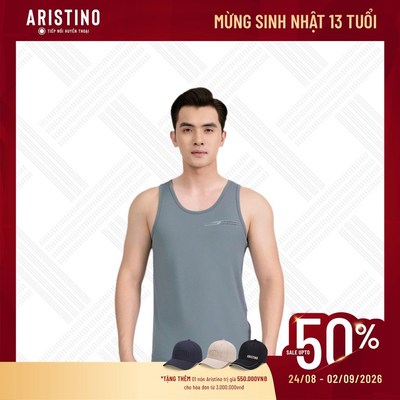 Áo Ba Lỗ Tanktop Xám Nam Aristino Thoáng Mát Co Giãn ATT006AS0