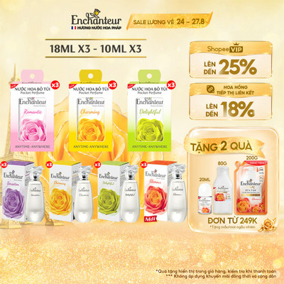 Combo 3 Nước hoa bỏ túi EDT Enchanteur 10ml / 18ml - lưu hương dài lâu, đạt chứng nhận Safe Perfume và Cruelty Free HĐT