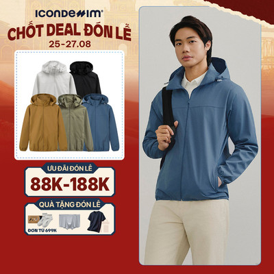 Áo Khoác Dù Nam ICONDENIM Có Nón Mỏng Nhẹ Pocketable Form Regular AKID0196