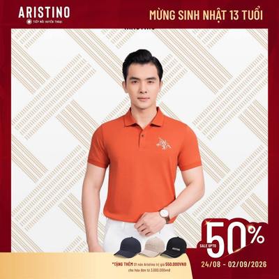 Áo Polo Nam Tay Ngắn Aristino Regular Fit Họa Tiết Thánh Gióng Ngực Trái Nổi Bật APS140AS4