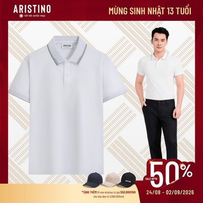 Áo Polo Nam Aristino Cao Cấp Màu Trắng Slim Fit Thiết Kế Basic In Logo Trước Ngực APS072S3EC