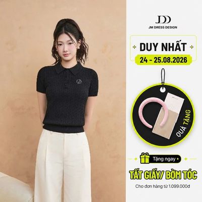 Áo Mongtoghi Cổ Bẻ Bổ Trụ 3 Khuy Dáng Ôm Thanh Lịch Công Sở Basic 2K02.2509. Áo Len Ngắn Tay Phối Đơn Giản Hàn Quốc