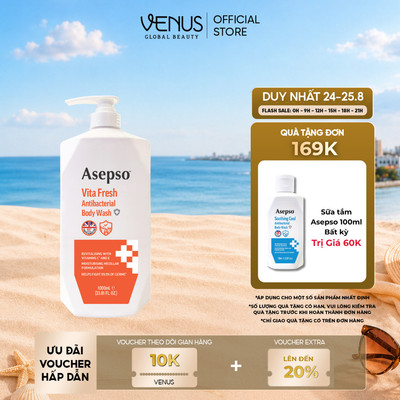 [LIVE ĐỘC QUYỀN] Sữa tắm kháng khuẩn ASEPSO dưỡng sáng da bổ sung Vitamin C & E