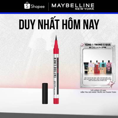 Bút Kẻ Mắt Nước Đen 48H Đậm Màu Bền Màu Không Lem Không Trôi Maybelline New York Tattoo 48h Liquid Pen EyeLiner 1g