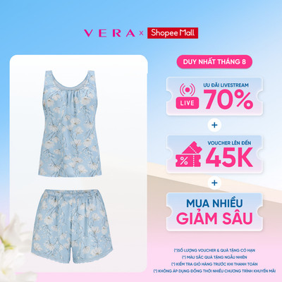 Bộ short nữ Vera rayon in phối ren sát nách - V0829