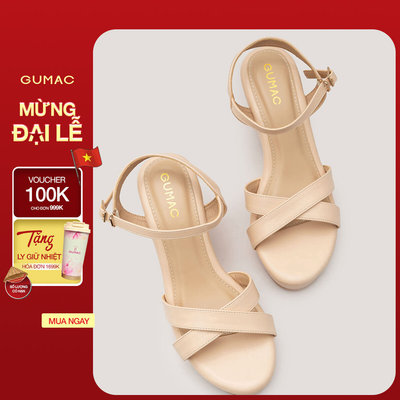 Giày Sandal Nữ GUMAC Quai Chéo Đế Xuồng Cài Khóa Êm Chân GG04091