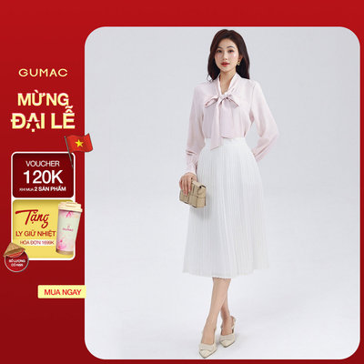 Chân Váy Nữ GUMAC Form A Dập Ly Chất Liệu Chiffon Thoáng Mát Cao Cấp LVF0821