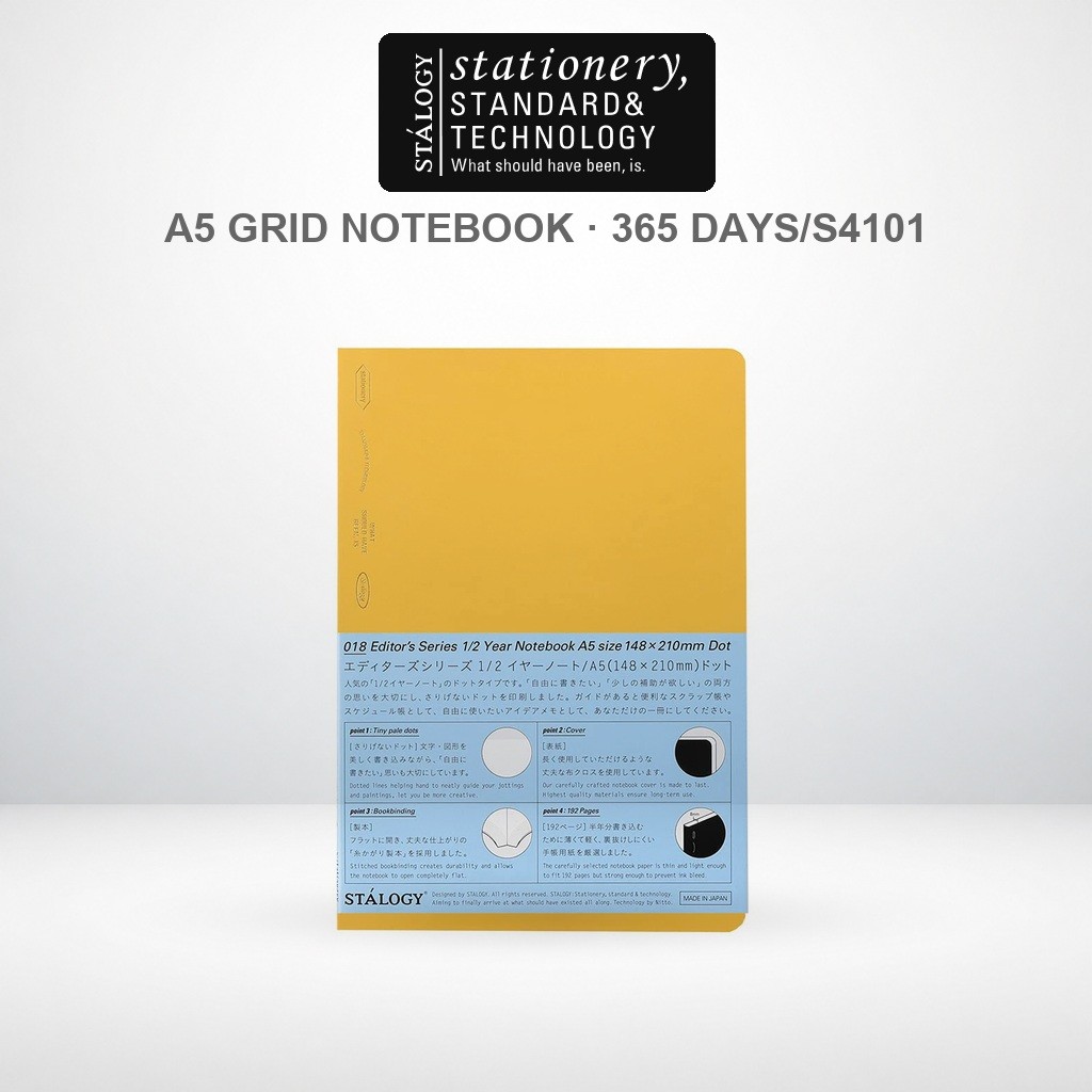 Nitoms STALOGY A5 Grid Notebook 365 Days - Đen S4101 | Nitoms STALOGY A5 Grid Notebook 365 Days - Bl