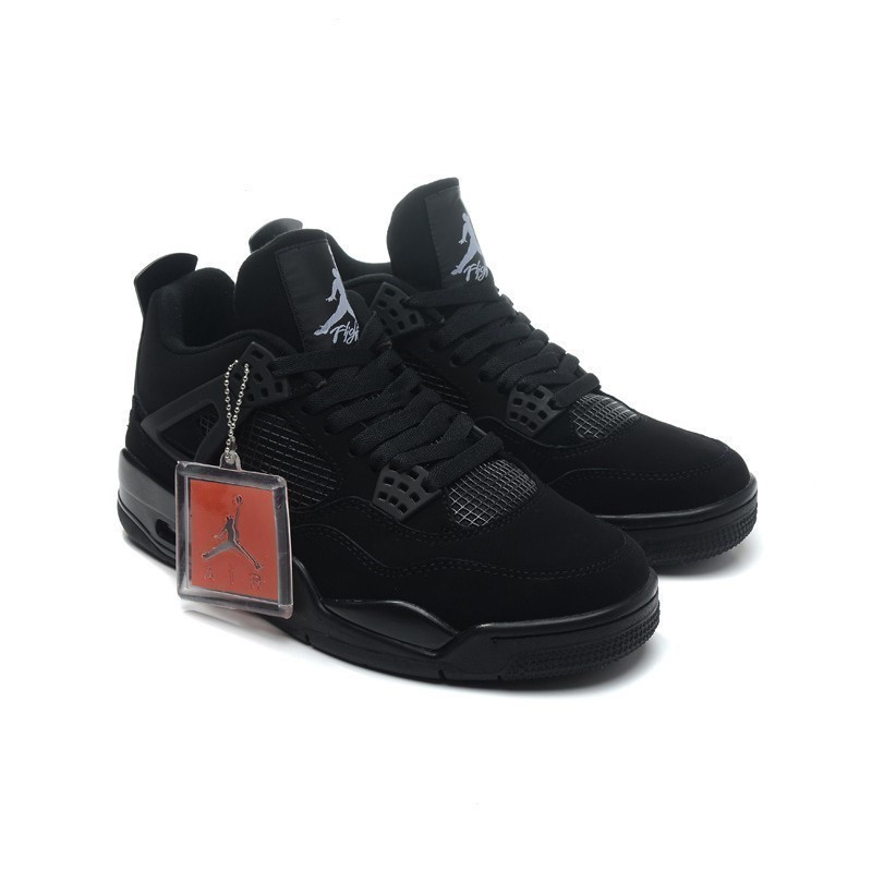 Giày bóng rổ nam Air Jordans 4 Retro Black-Light Graphite màu đen JATR
