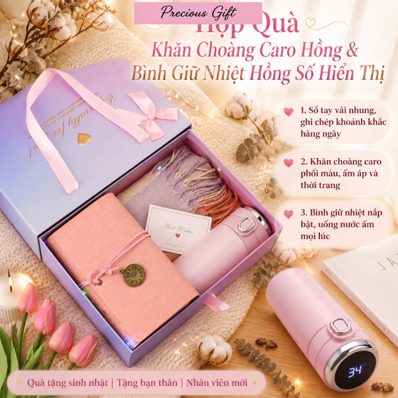 Bình Nước Giữ Nhiệt SET QUÀ TẶNG - Tặng kèm túi xách+thiệp Set Hộp Quà Cao Cấp Ly Giữ Nhiệt  Quà Tặn