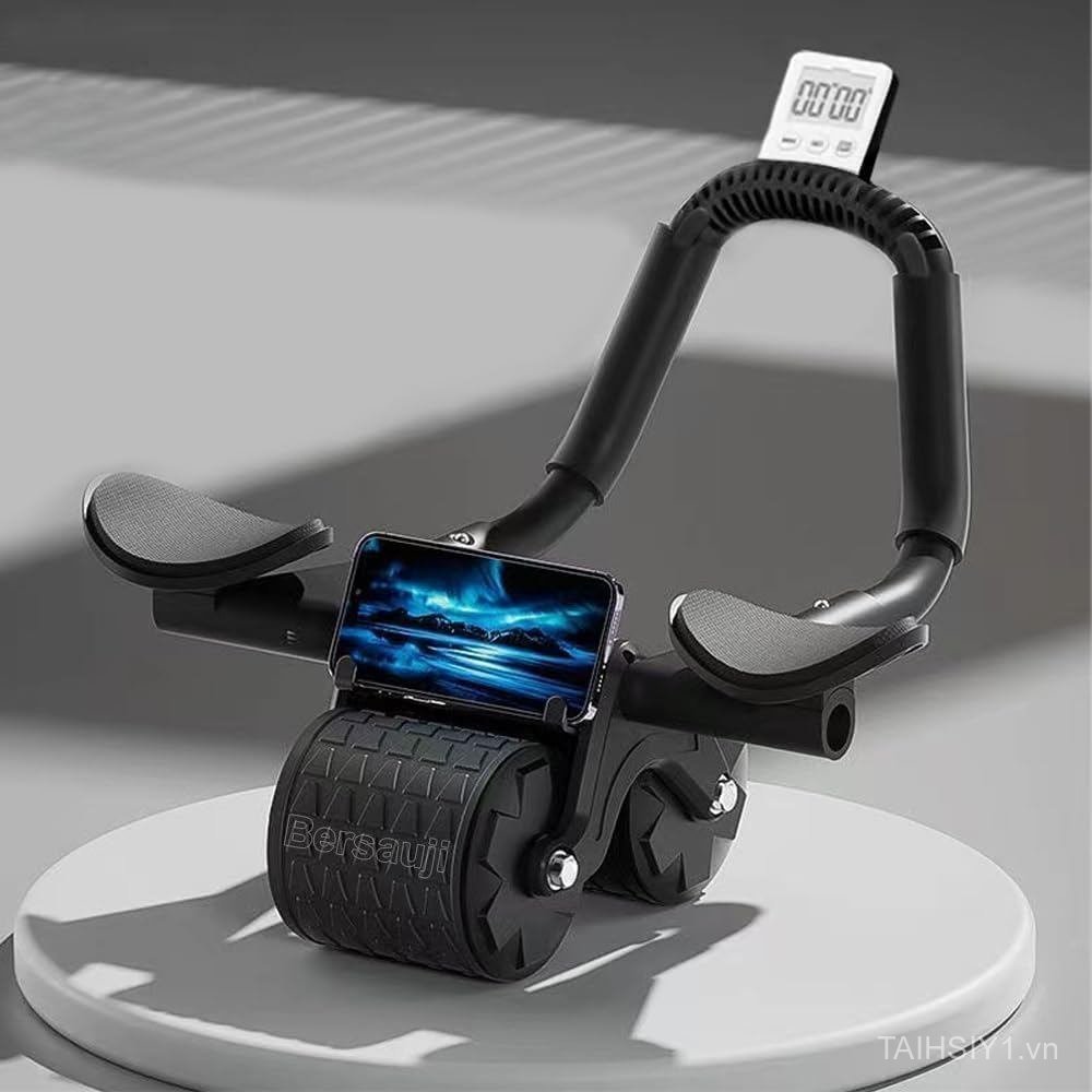 2026 Upgraded Ab Roller Wheel with Knee Mat &Timer - Automatic Rebound Abdominal Wheel with Elbow Su