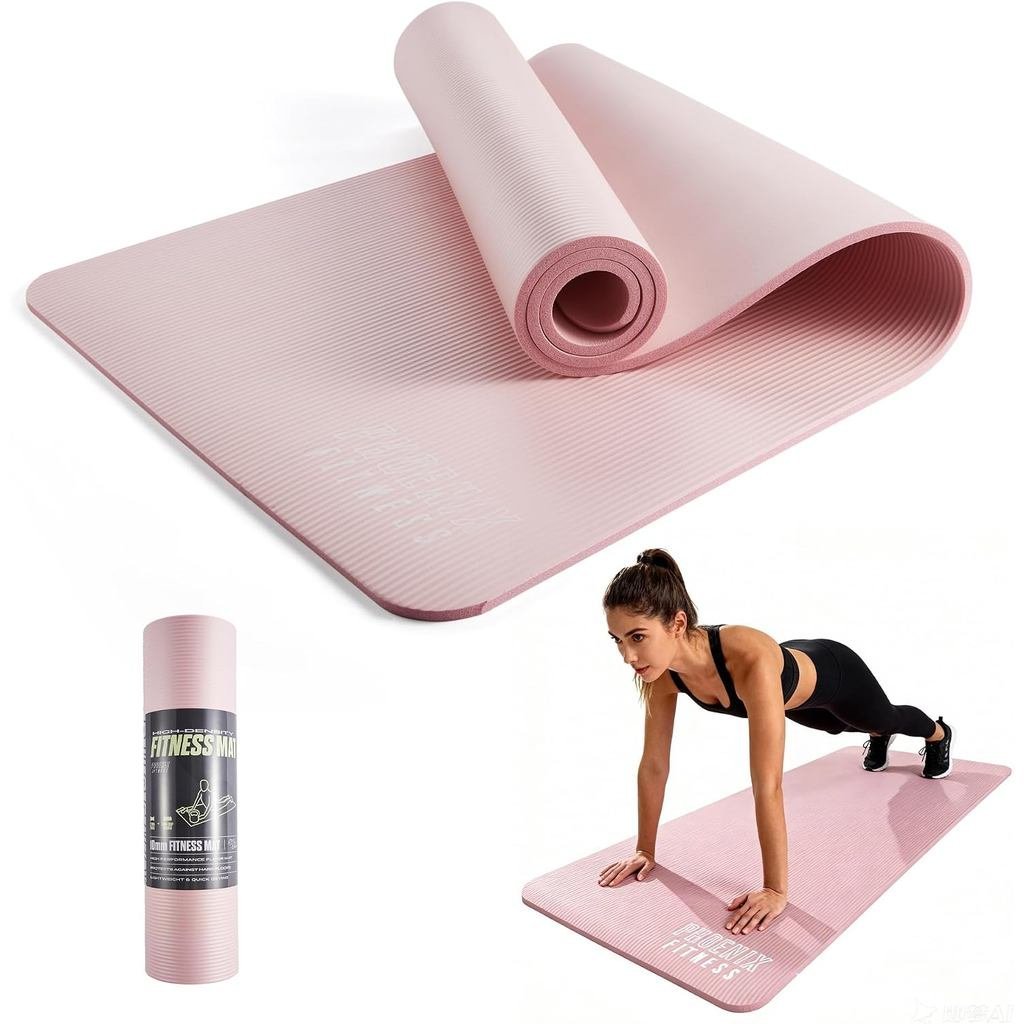 Phoenix Fitness NBR Yoga Mat - 15mm Extra Thick Exercise Mat with Carry Strap - Non Slip Yoga Mat fo