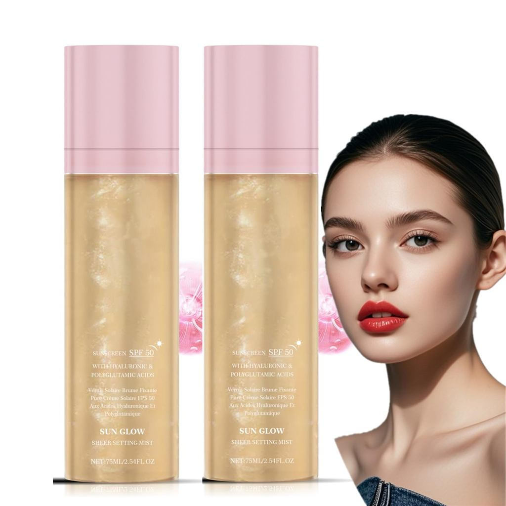 2 ChiếcSheerSettingMistSunscreenSPF50, BroadSpectrumShimmeringBodyOilMistforFace & Body, HydratingMa