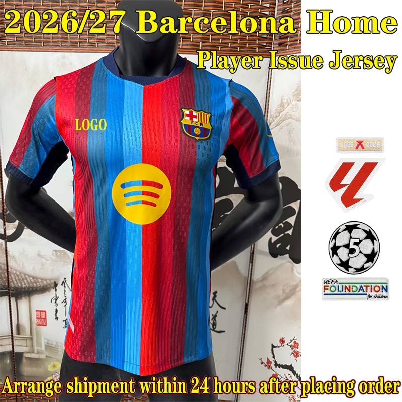 2026-27 Mùa giải mới Bóng đá Barcelona Cầu thủ ngắn tay Gavi Pedri Lamine Yamal Jersey Phiên bản cầu
