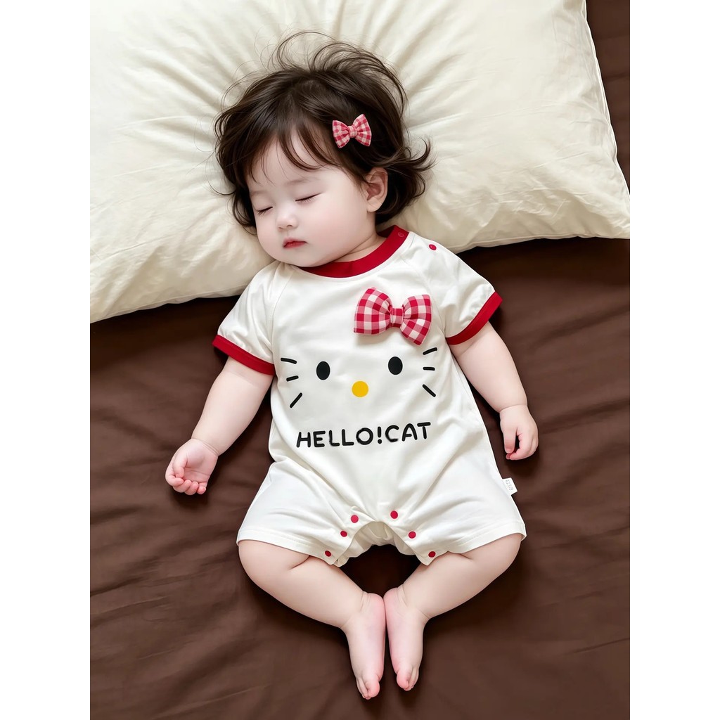 Quần Áo Mùa Hè Cho Bé Mùa Hè Dễ Thương Nguyên Chất Cotton Jumpsuit Boneless 7 Tám 9 Mười Tháng Một T