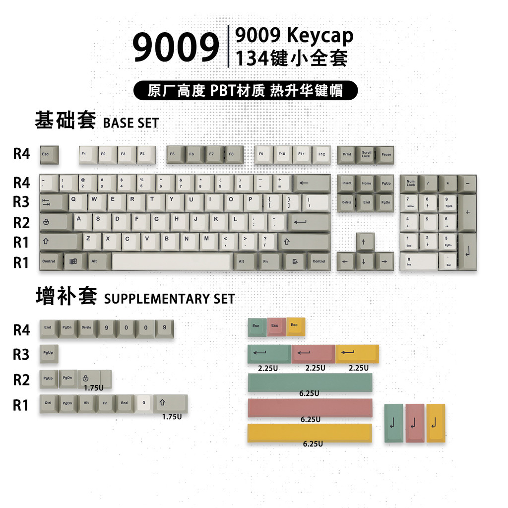 Bald Brother 9009 Ban Đầu Nhà Máy Chiều Cao PBT Thăng Hoa Bàn Phím Cơ Retro Độc Đáo Keycap 1.6 Độ Dà