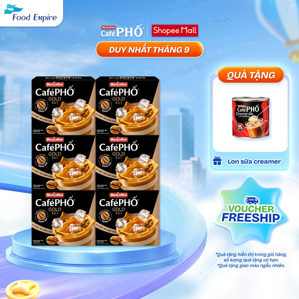 Combo 6 Hộp cà phê Phố sữa đá GOLD - MacCoffee (hộp 10 gói x 29g)
