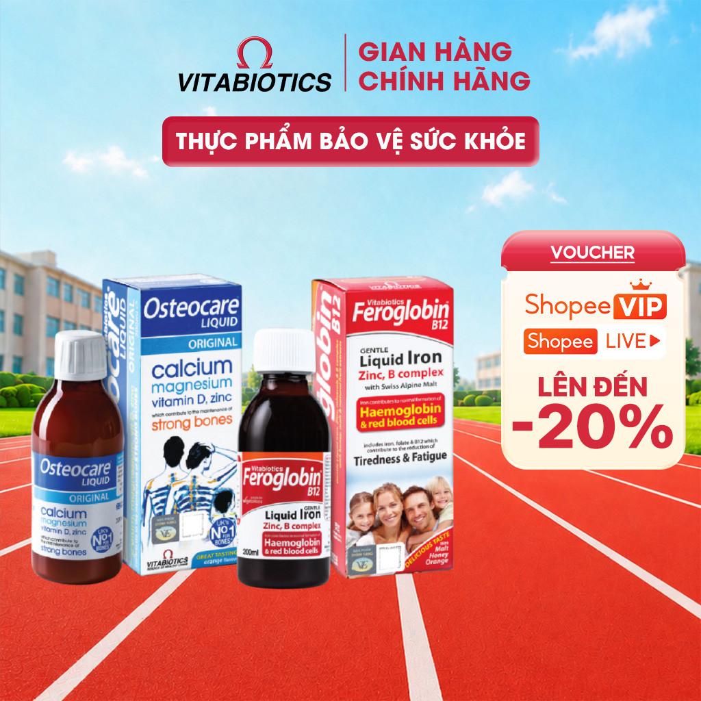 Bộ Dưỡng Chất Cho Bé TPBVSK Osteocare Liquid & Feroglobin B12 Liquid Vitabiotics