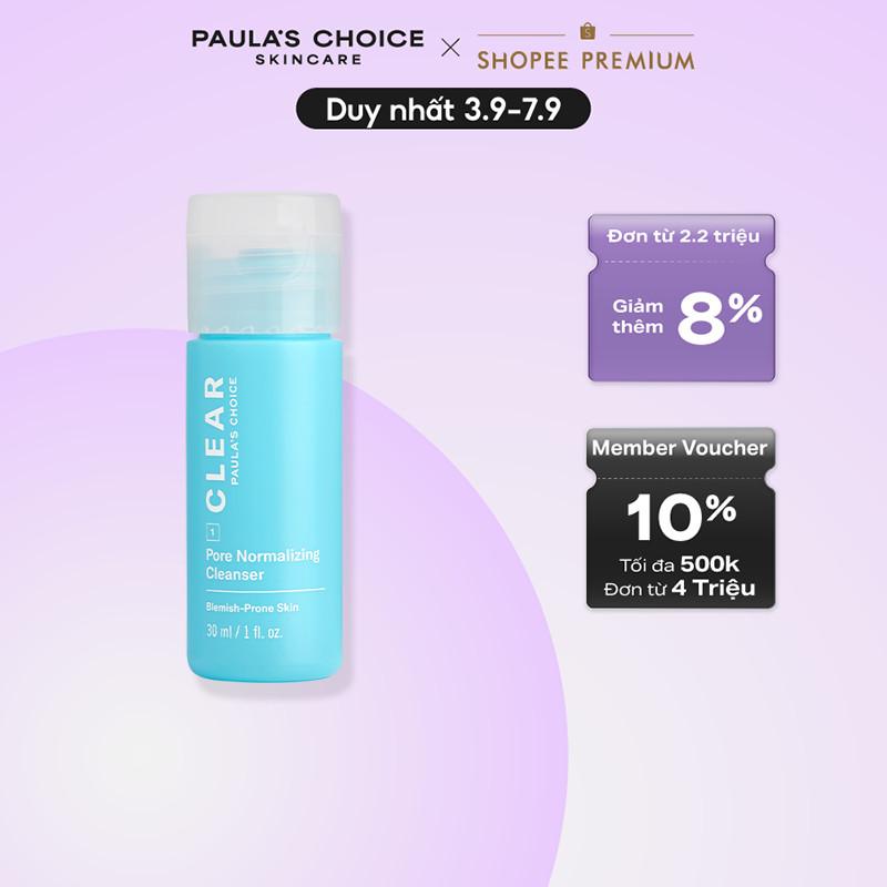 Sữa rửa mặt dạng gel ngăn ngừa mụn và se khít lỗ chân lôngPaula’s Choice Clear Pore Normalizing Cleanser 30ml 6006