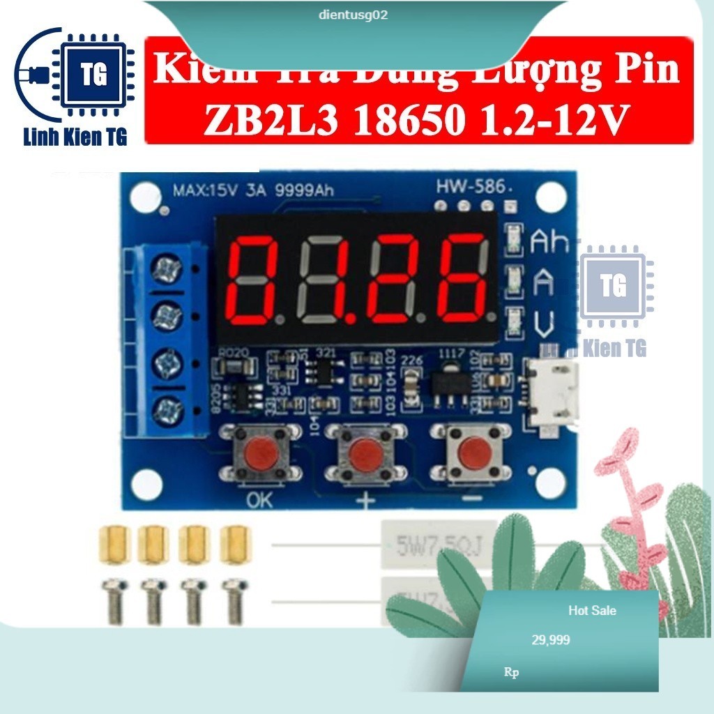 085 Máy Kiểm Tra Dung Lượng Pin ZB2L3 HW-586 LED màn hình kỹ thuật số 18650 1.2-12V