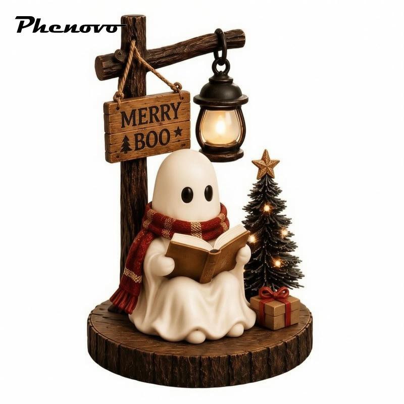 Phenovo Ghost Story Lantern Figurine Trang trí MERRY BOO Ghost Decor Hình theo mùa Đánh trứng để tra