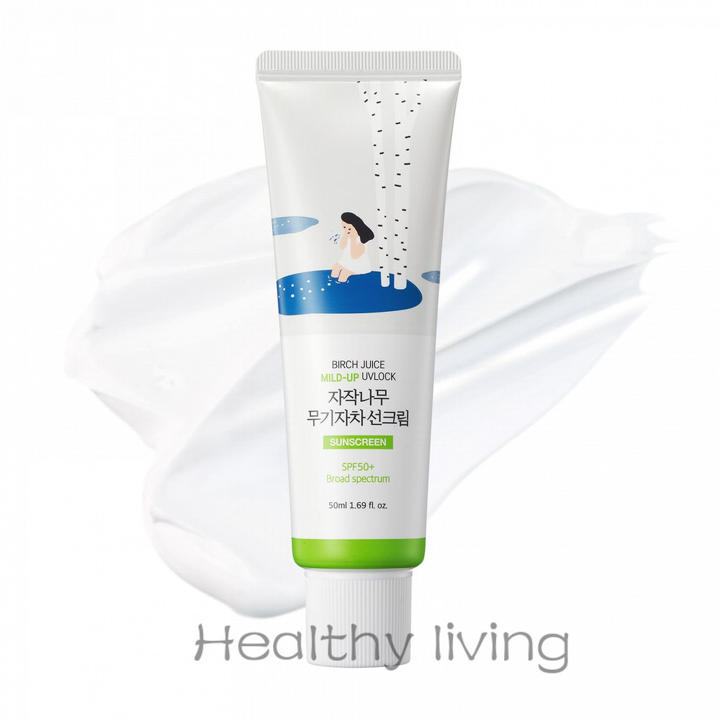 ROUND LAB Birch Juice Mild-up UV LOCK SPF 50 +, Kem chống nắng oxit kẽm, phổ rộng, nhẹ, kiểm soát dầ