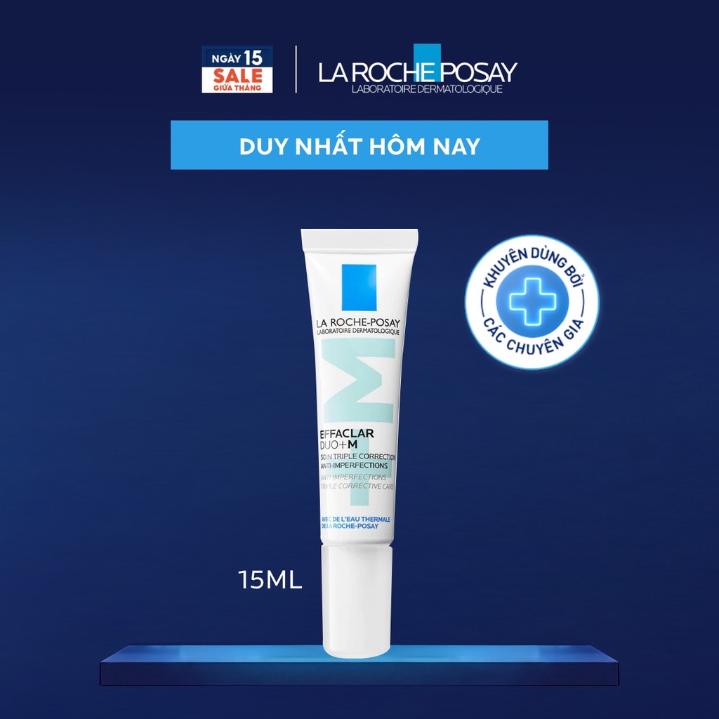 Kem dưỡng giảm mụn nhanh 8 giờ La Roche-Posay Effaclar Duo+M 15ml