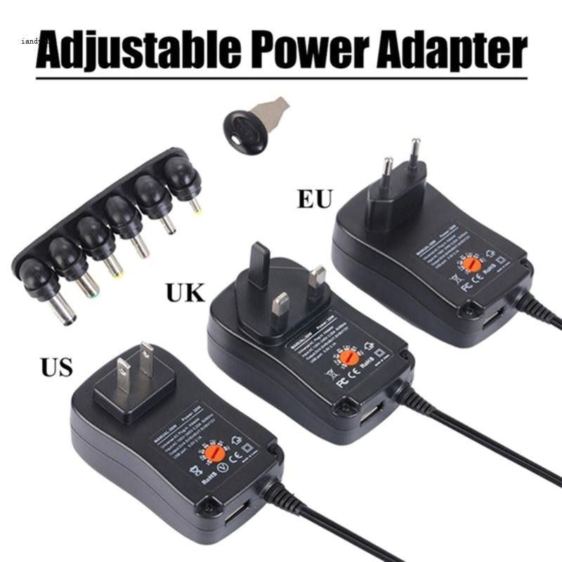 Universal Power Adapter with 6DC Plugs, Adjustable Voltage 3V to 12V Converter