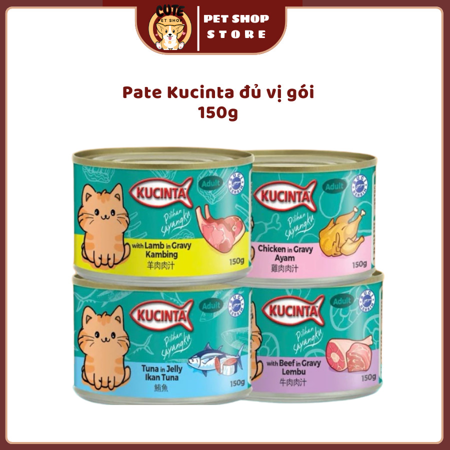 [Hoả tốc] Pate KUCINTA lon 150g cho mèo, Pate mèo Kucinta bổ sung các dưỡng chất thiết yếu - CUTE PE
